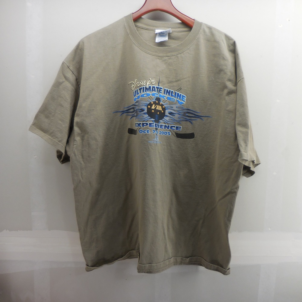 Vintage Disney Ultimate Inline Hockey Experience 2005 T-Shirt Mens 2XL Olive